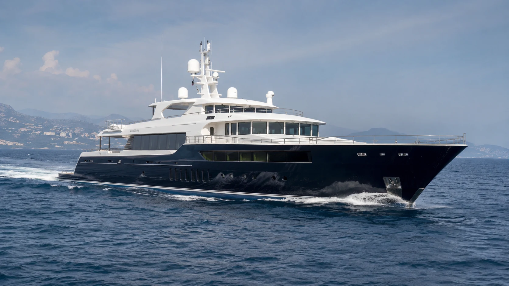 Motor yacht underway at sea