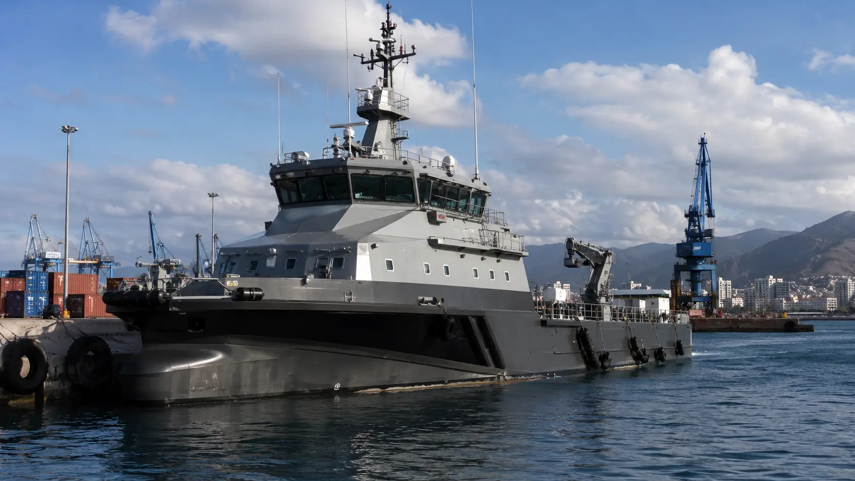Vessel bow slicing through ocean waves on blue-water passage
